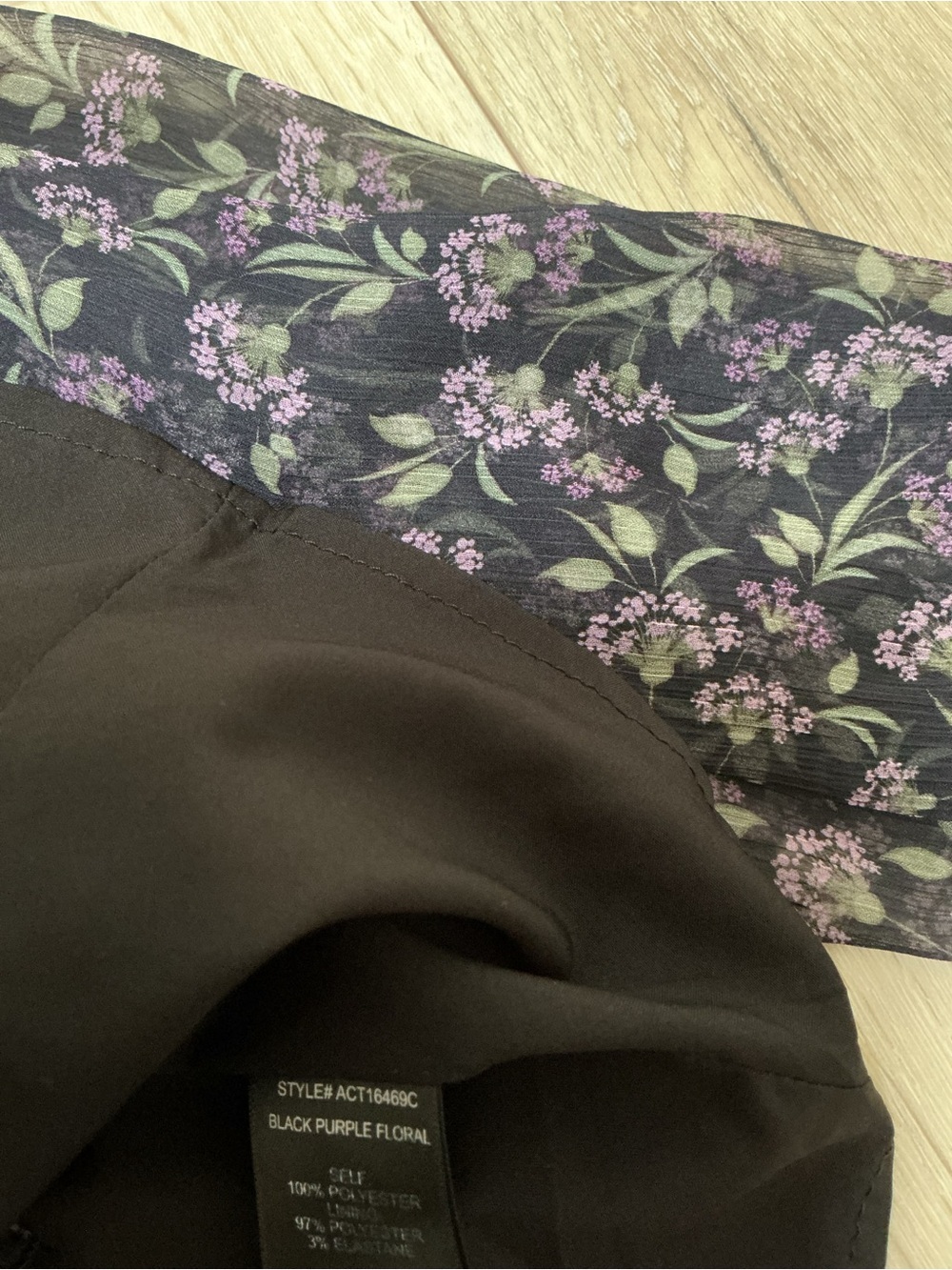 ASTR The Label Boho Black Purple Floral Ruched Sheer Long Sleeve Top Size Large - Picture 7 of 9